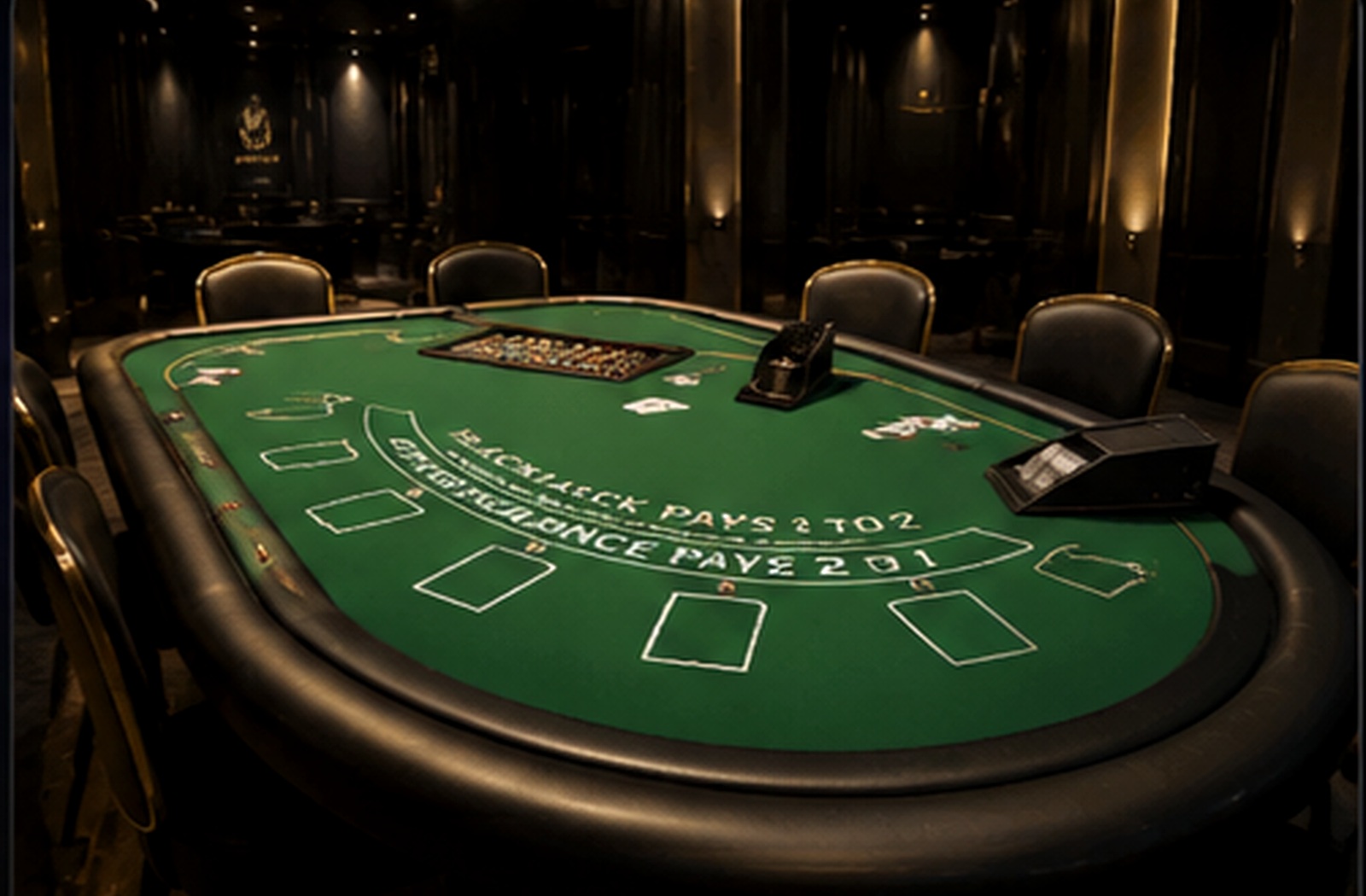 blackjack demonstration table, professional dealer, premium bar interior, evening light, high-end event photography
